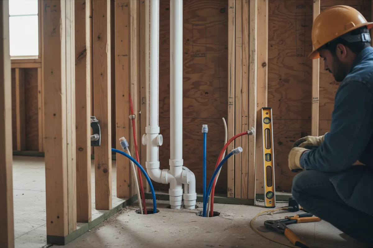 Drain and supply rough-in during Sump Pump Repair in Wartrace