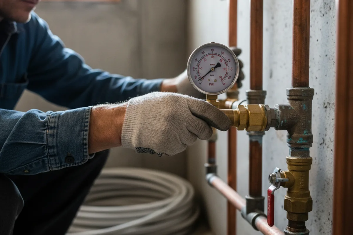 Pressure testing a repaired line during Water Line Repair in Wartrace